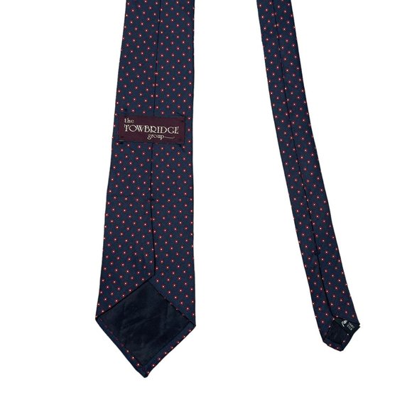 The Tombridge Group Men's Blue Red Geometric Classic Silk Necktie - Picture 3 of 7